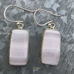Pink Aragonite Gemstone Earrings in 925 Sterling Silver (1.65")